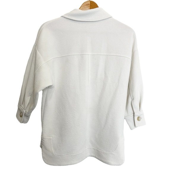 Mango MNG Between Season Jacket Mottled White XS Oversized Shacket Layering Coat - Picture 5 of 10